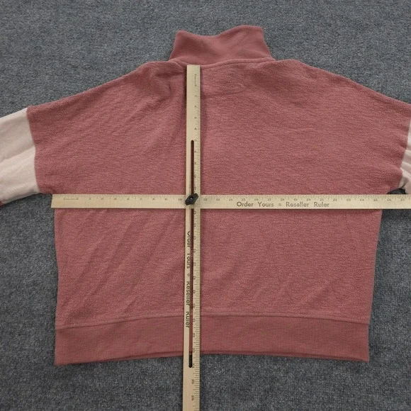 Faherty Sweater Womens XL Pink Beach Fleece Quarter Zip Pullover Casual Preppy - Picture 8 of 12